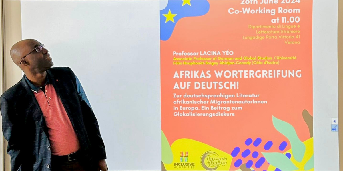 Prof. Lacina Yéo discussing at the event Afrikas Wortergreifung auf Deutsch!