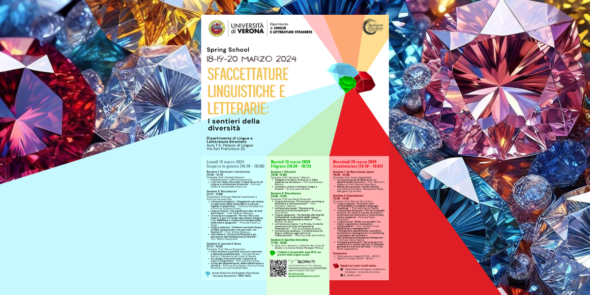 Locandina evento Spring School Sfaccettature Linguistiche e letterarie