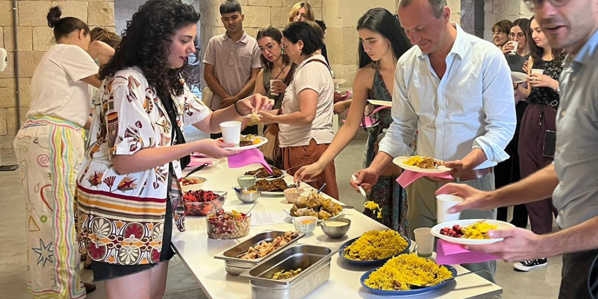 People attending the Indian-themed buffet hosted at the first Food Talk