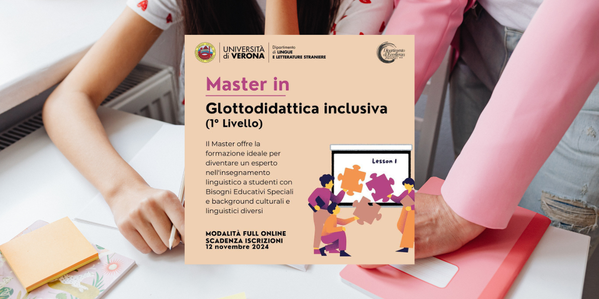 Aperte le iscrizioni al Master in Glottodidattica Inclusiva